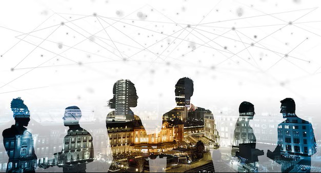 Team network silhouettes illustration